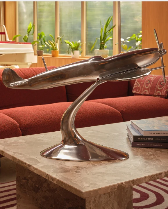 Aluminium Spitfire Sculpture Model 32in. Wingspan - Image 2