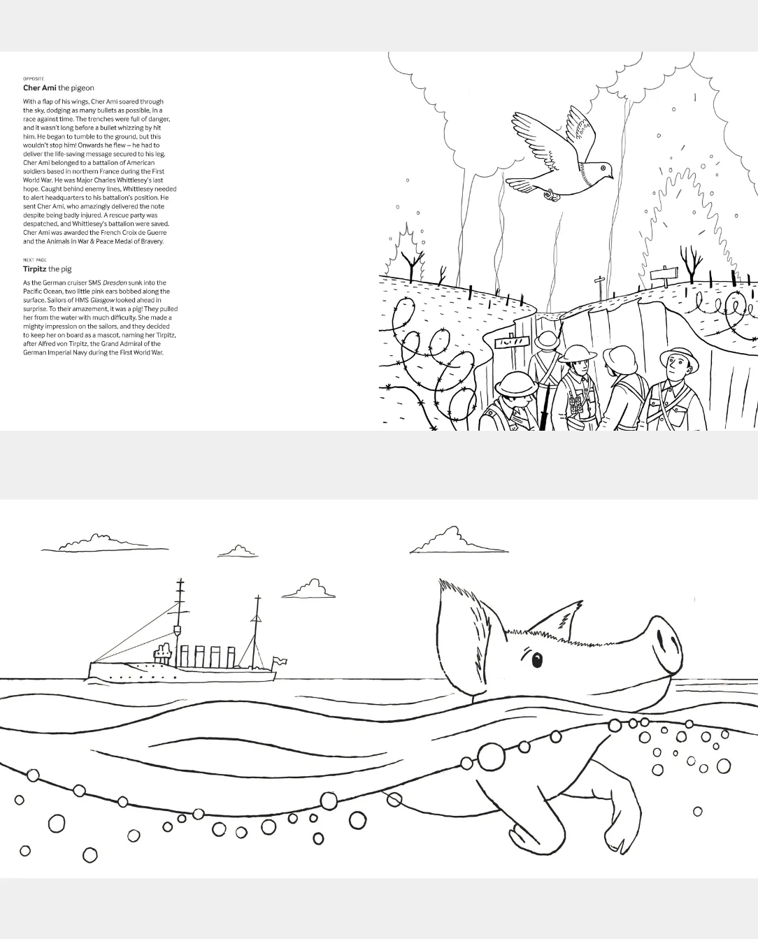 Animals in Wartime Colouring Book - Image 3