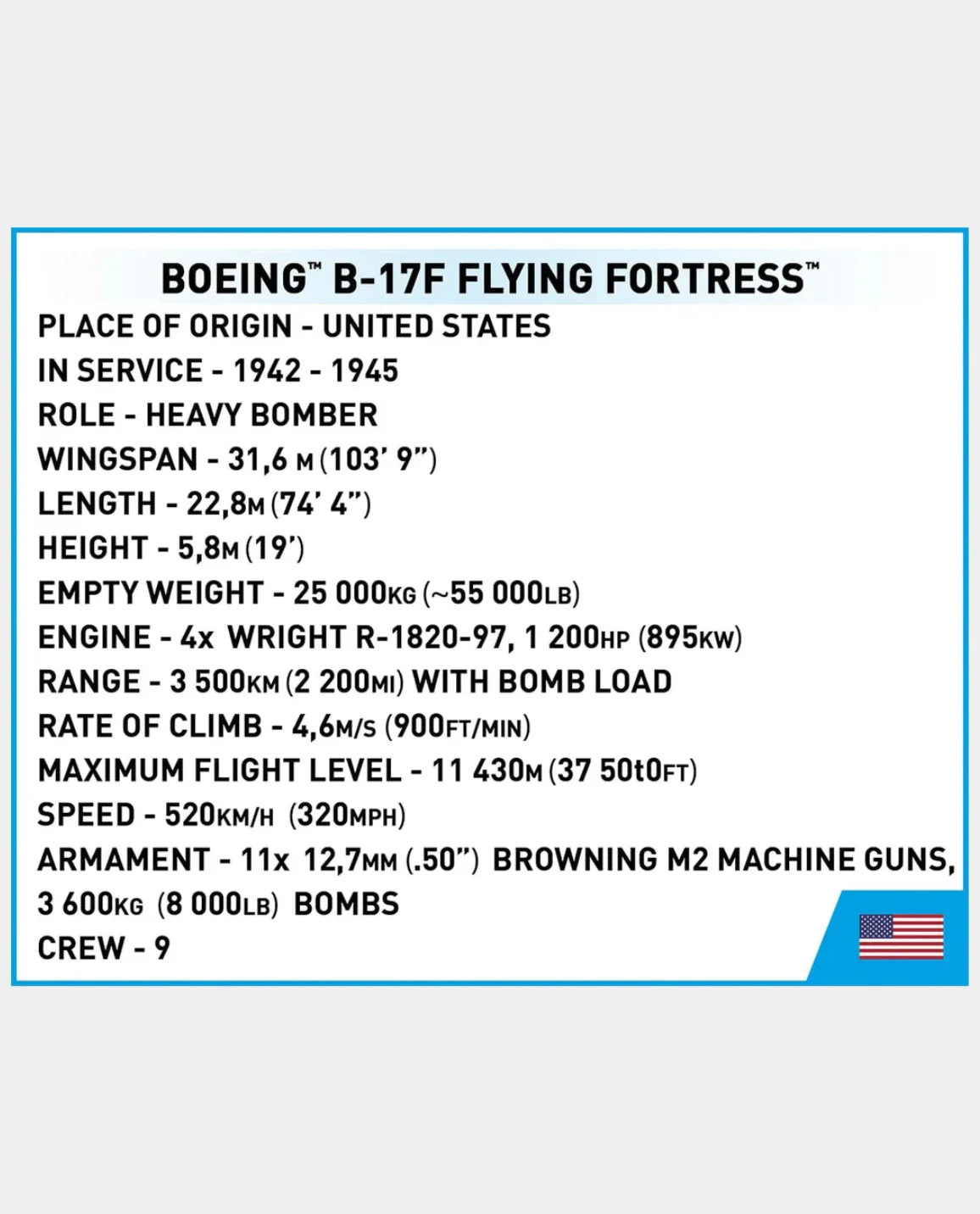 COBI B-17 Flying Fortress Brick Set - Image 10