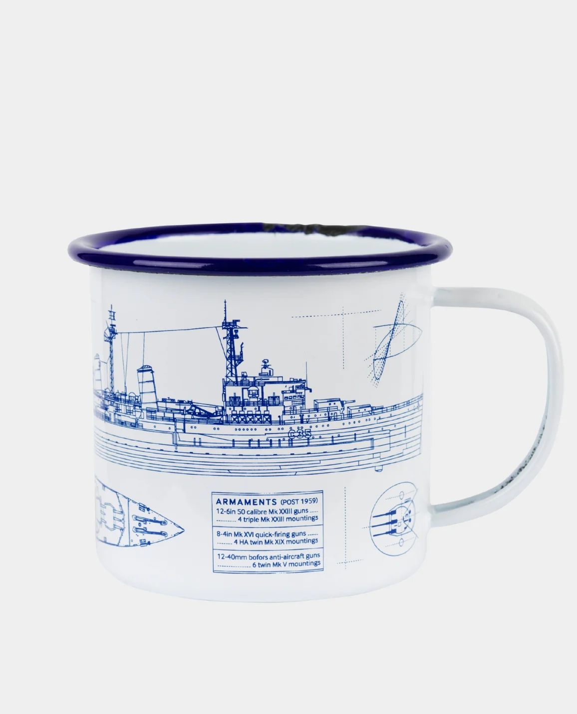 HMS Belfast Blueprint Enamel Mug - Image 3