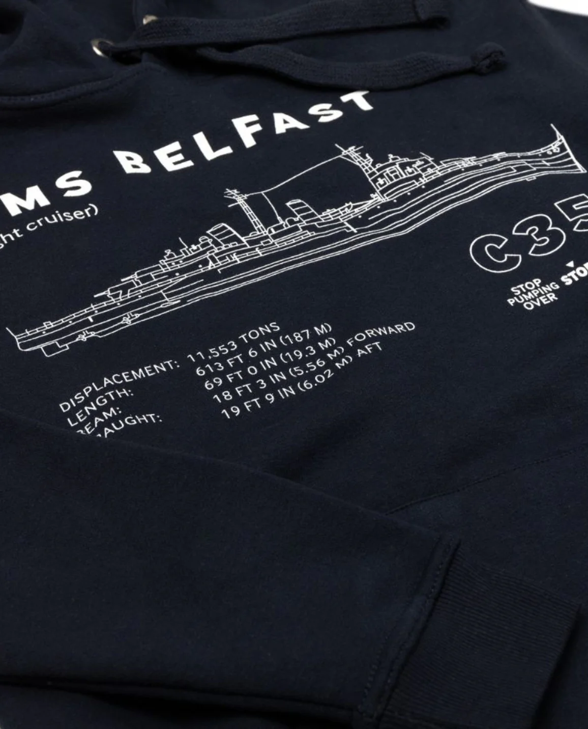 HMS Belfast Blueprint Hoodie - Image 3