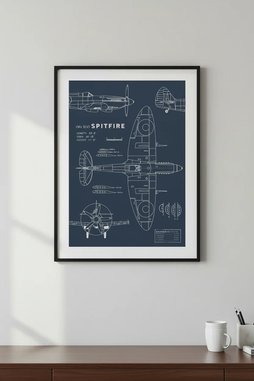 Spitfire Blueprint Print - Image 4