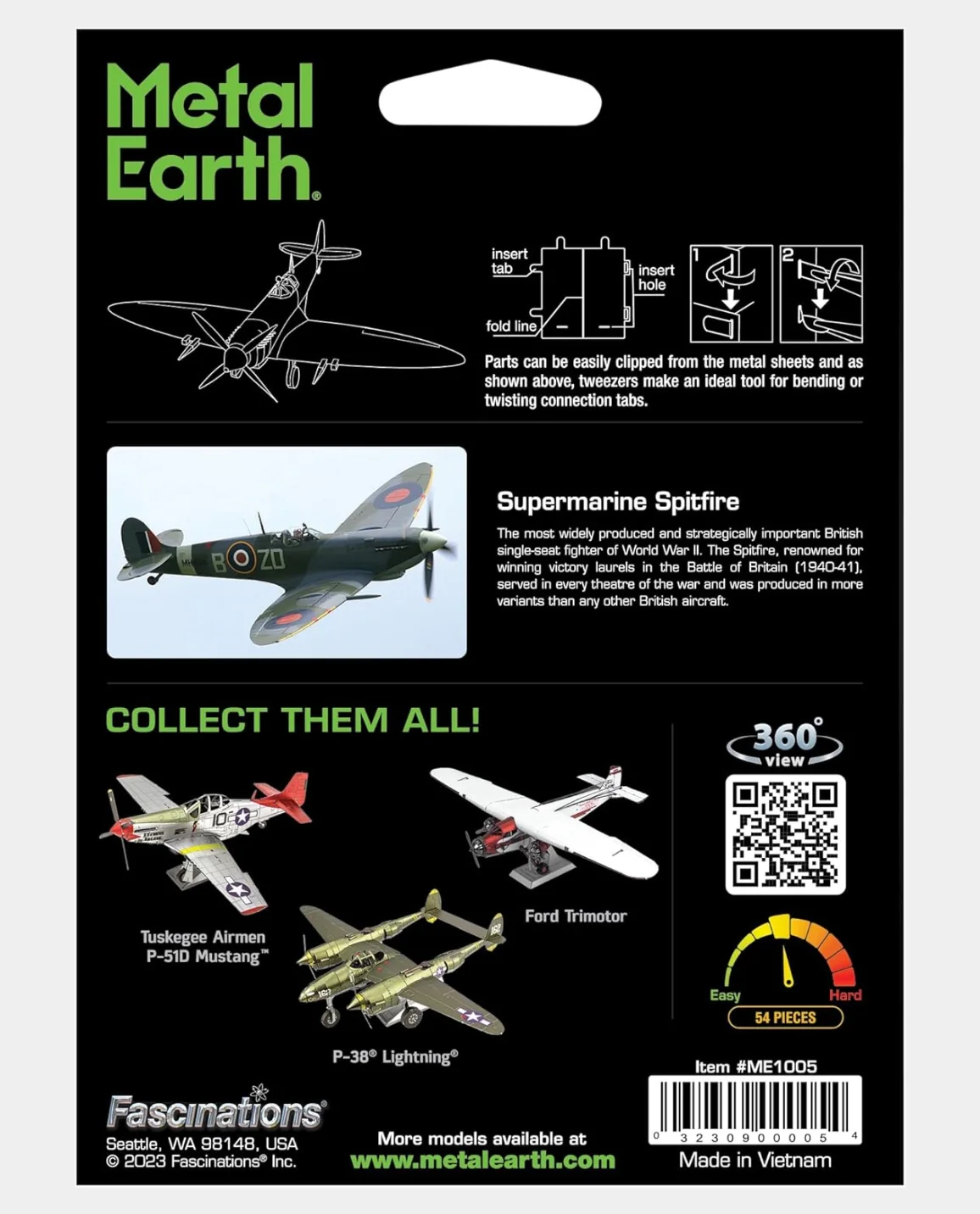 Metal Earth Supermarine Spitfire Full Colour Model Kit - Image 5