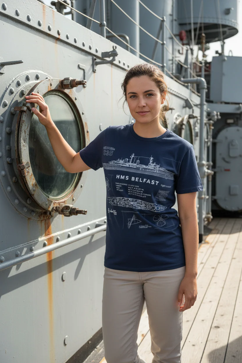 HMS Belfast Blueprint T-Shirt - Image 3